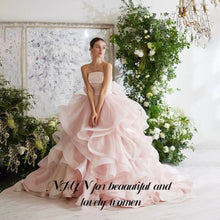 NFYN Pink Elegant Prom Dresses Strapless Backless Prom Gown Pleating Ruffles Chic Woman Evening Dresses robe de bal Customized