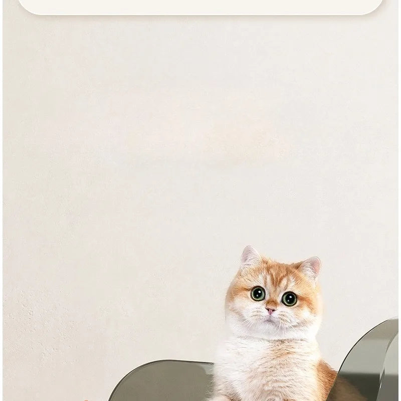 Semi Covered Cat Litter Box Plastic Anti Tracking Pet Toilet with Removable Scoop for Odor Control
