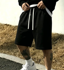 Simple Basic Gray Men's Shorts Casual Solid Color Loose Drawstring Elastic Waist Summer Jogging Shorts  men clothing