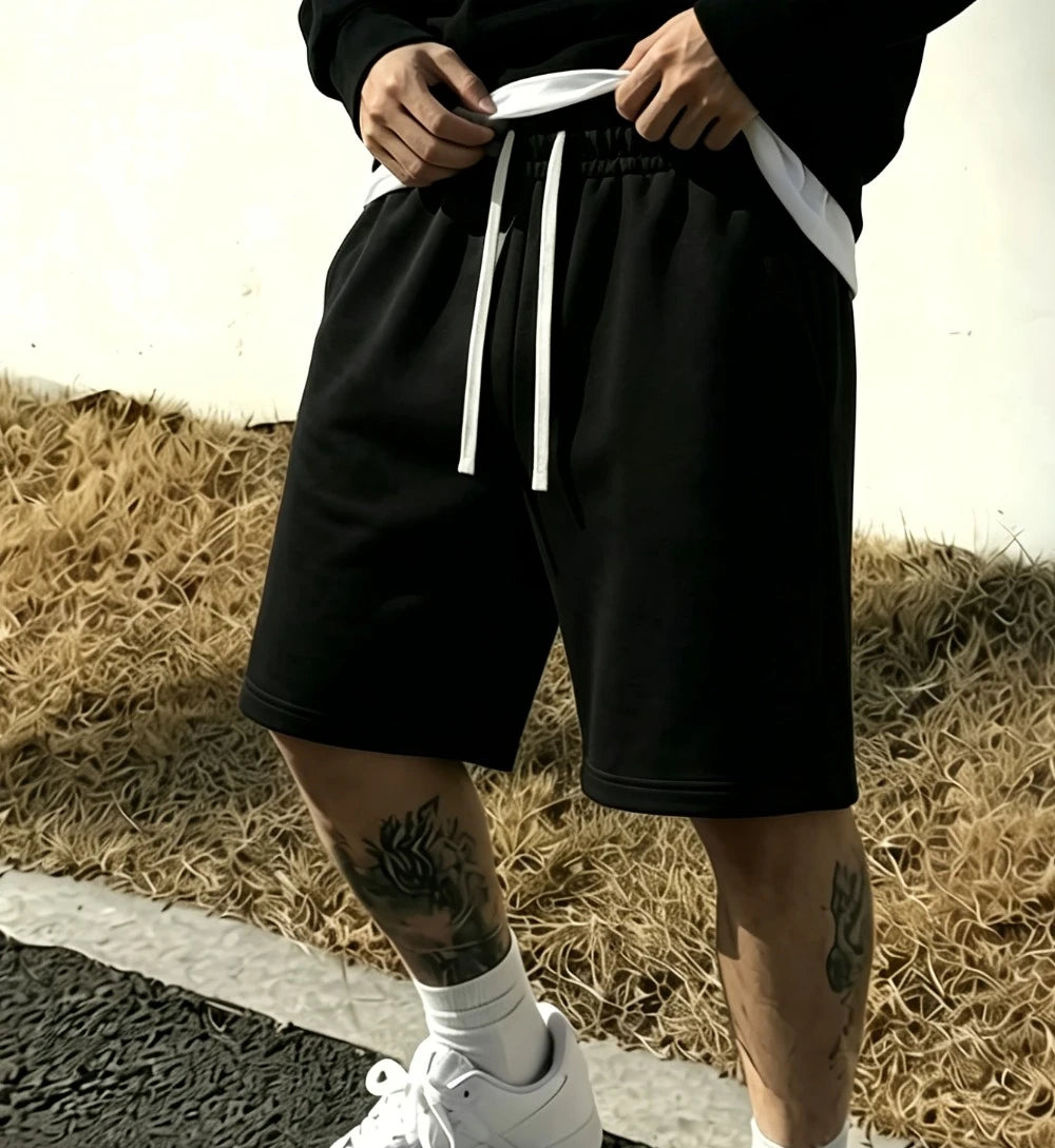 Simple Basic Gray Men's Shorts Casual Solid Color Loose Drawstring Elastic Waist Summer Jogging Shorts  men clothing