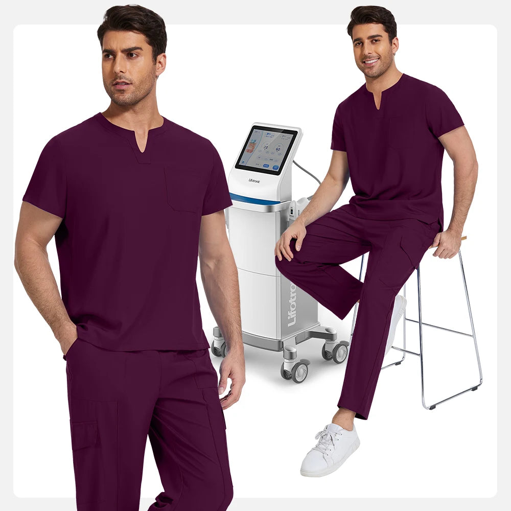 Niaahinn Medical Surgical Uniforms Doctor Costume Men Nurse Surgery Anesthetist Workwear Clinical Nursing Scrubs Tops-Pants Suit