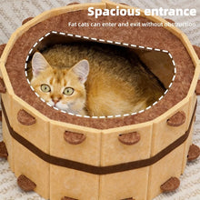 Japanese Onsen-Themed Cat Bed Semi-Enclosed Felt House with Scratcher for 4 Seasons Breathable Cozy Nest for Kittens 0-7.5kg