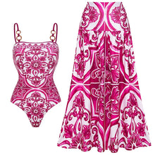 2024 Vintage Printed One Piece Swimsuit Women Beachwear