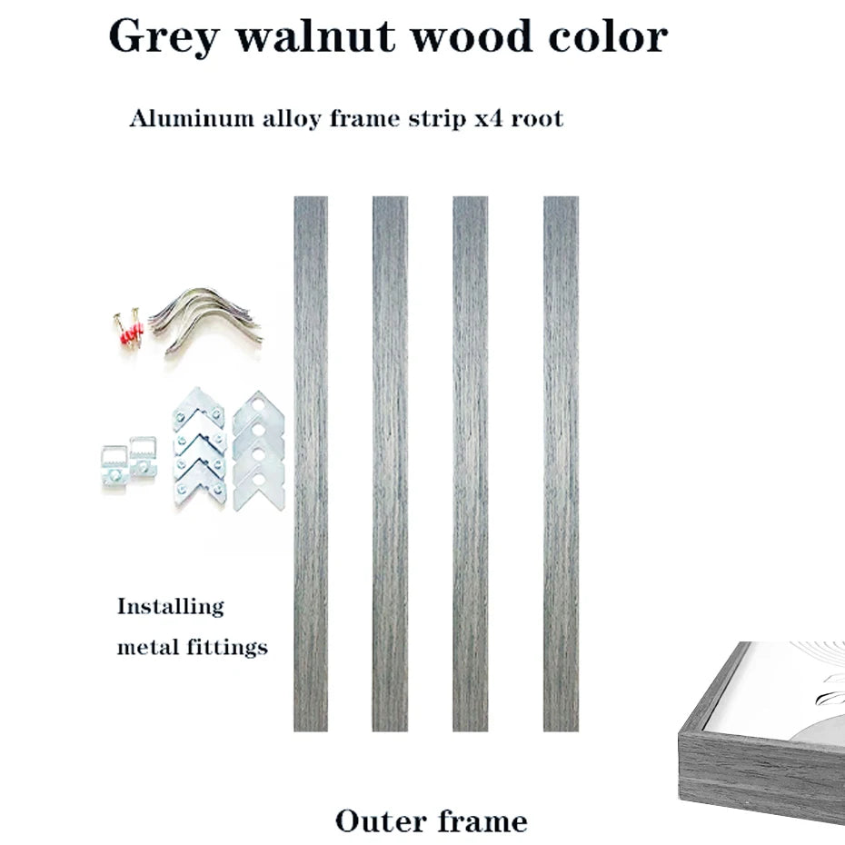 Aluminum Alloy Canvas Narrow Edge Simple Metal Mural Oil Painting Frame 9 Colors Can Be Customized in Large Sizes