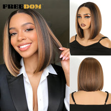 Freedom 10 Inch Bob Wig Lace Front 13x3 Ombre Brown Cosplay