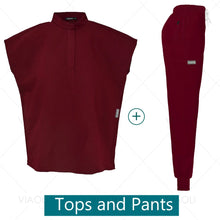 Scrubs Uniforms Sets Medical Nursing Hospital Working Clothes Solid Color Surgical Gowns Breathable Scrub Top Joggers Pants Suit