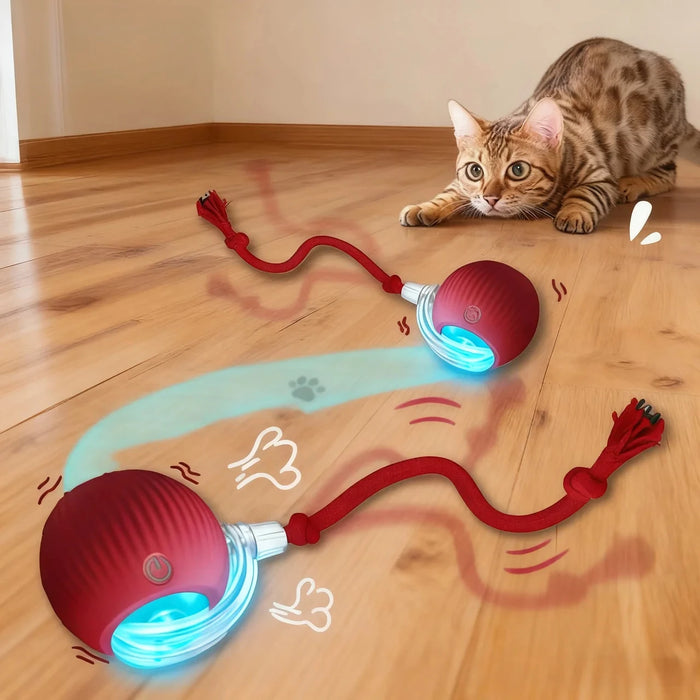 Nouveau jouet interactif pour chat, balle roulante automatique, fausse queue, jouet électrique intelligent rechargeable pour animaux de compagnie, entraînement chien chat, imitation souris