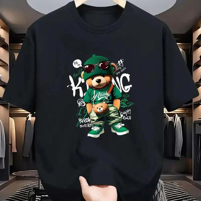 Nouveau t-shirt homme été tendance respirant à col rond avec motif imprimé baskets ours géométrique haut décontracté extérieur