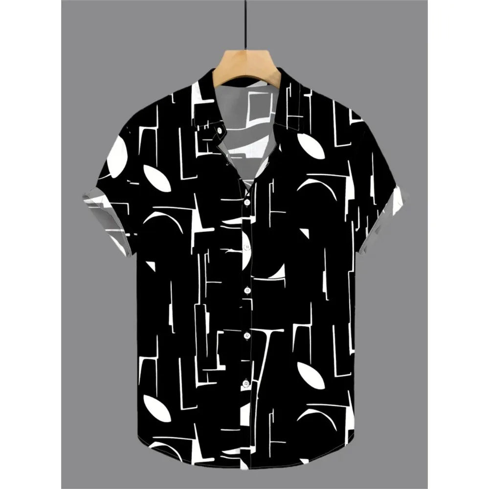 Men's Shirt 3D Printed Retro Fashion Top Short Sleeved Beach Sports Shirt Street Hawaiian Short Sleeved Shirt Men's Clothing