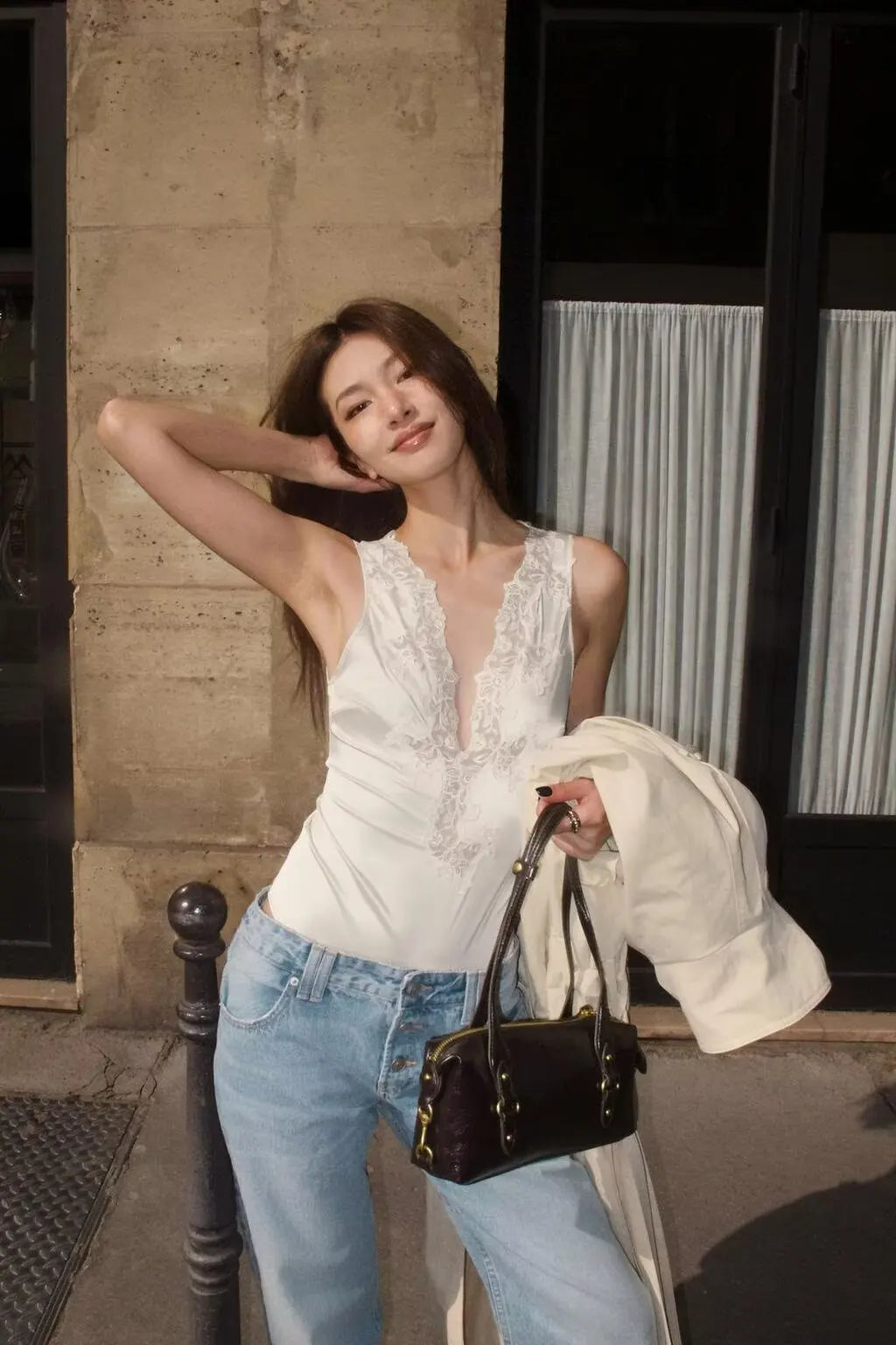 Women's Top Tank 2026 Summer New Unique Fashion Focus Sexy Satin Lace Bodysuit Nightclub Elegant Party Evening Women's Vest
