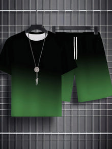 Summer Men's Chicago-Themed Relaxed Set Size 32 Printed T-Shirt and Shorts Set Adult Sports Casual Plus Size Two-Piece Set