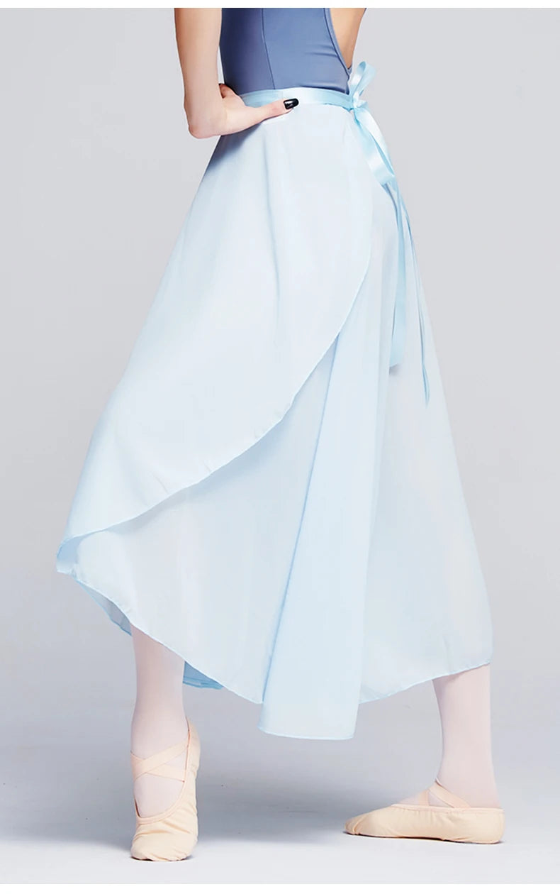 Adult Ballet Wrap Skirt for Women Soft Chiffon Dance Practice Skirt Ballet Class Performance Cover Up