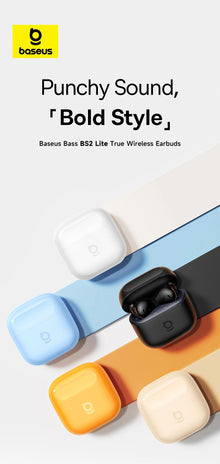 Baseus Bass BS2 Lite True Wireless Earbuds Bluetooth 6.0 Semi-in-Ear Earphones 2-Mic AI ENC 40H Playtime IP55 SuperBass Ear buds