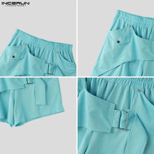 INCERUN Men's Shorts Solid Color Elastic Waist Joggers Casual Shorts For Man Streetwear Summer 2026 Fashion Leisure Men Bottoms