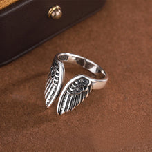 Sam Panda 925 Sterling Silver Rings For Women Men Fine Jewelry Finger Adjustable Open Wing Shape Ring For Party Birthday Gift