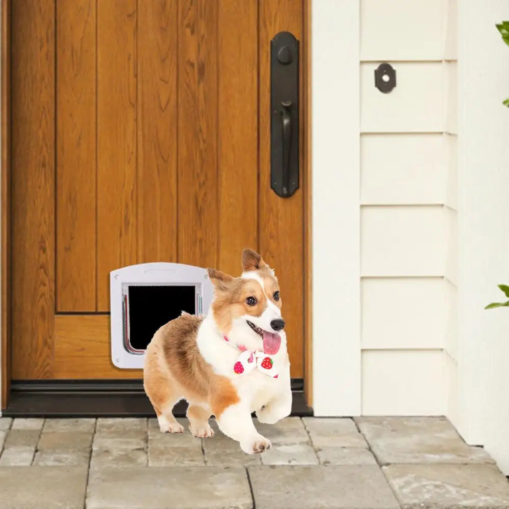 Pet Door 4 Way Locking Large Dog Cat Door Flap Install in Interior and Exterior Doors Weatherproof Pet Door for Wooden PVC Door