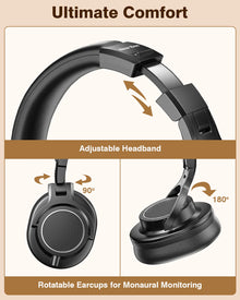 New Bee Wired Professional Studio DJ Headphones With Microphone Over Ear Hi-Res Studio Monitor Music Headset Earphone