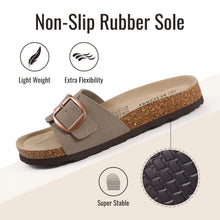 Bebealy Women's Suede Cork Sandals with Arch Support Soft Cork Footbed Slippers Summer Beach Slides Lady Genuine Clogs Slippers
