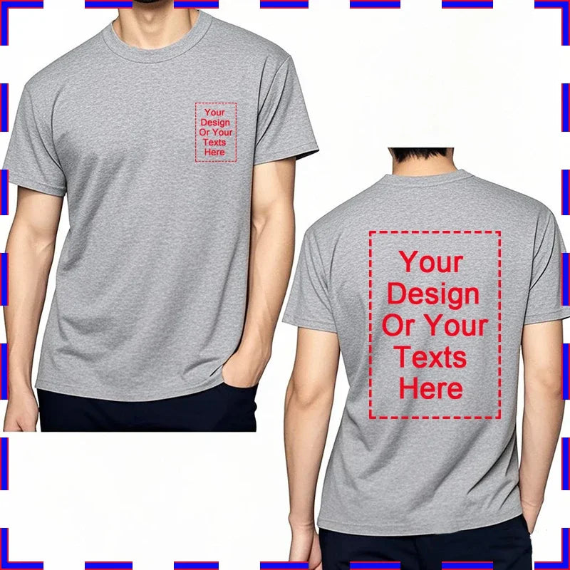 Design Your Own Oversized T-shirt for Men Custom Graphic Blank Cotton Personalized Message Tshirt Loose Fit Tops Gift Your Logo