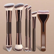 Dual-Ended Makeup Brush Set, 6pcs, Foundation Brush, Concealer Brush, Contour Brush, Beginner-Friendly, No Powder Waste Beauty T