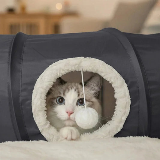 New Foldable Indoor Cat Tunnel Scratch Resistant Soft Cushion Pillow Set Cat Toys Interactive Hide Seek Game Tunnel Pet Supplies