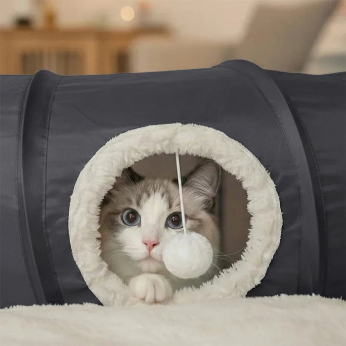 New Foldable Indoor Cat Tunnel Scratch Resistant Soft Cushion Pillow Set Cat Toys Interactive Hide Seek Game Tunnel Pet Supplies