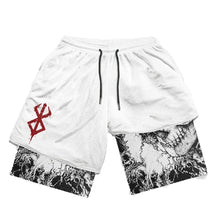 Sport Shorts Men 2 in 1 Gym Jogging Running Training Workout Shorts 3D Anime Berserk Breathable Beach Double-Layer Shorts Mens
