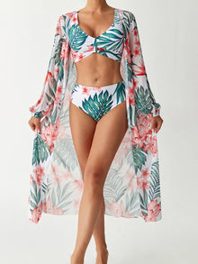 3 Pieces High Waist Bikini With Kimono Swimwear 2026 Women Printed Swimsuit Female Bathers Bathing Swimming Swim Suit Beachwear