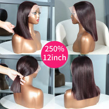13x6 13x4 Frontal Bob 100%Human Hair Lace Front Wig Dark 99J Burgundy Square Cut Raw Vietnamese Bone Straight 250% Pre Plucked
