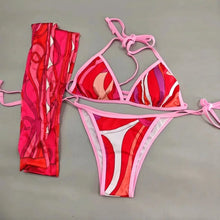 2026 Fashion Design Women's Red Scarf Sling Swimsuits Classic Brand Lady Scarf Bikini Sets with Letter Signature Logo