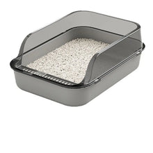 Semi Covered Cat Litter Box Plastic Anti Tracking Pet Toilet with Removable Scoop for Odor Control
