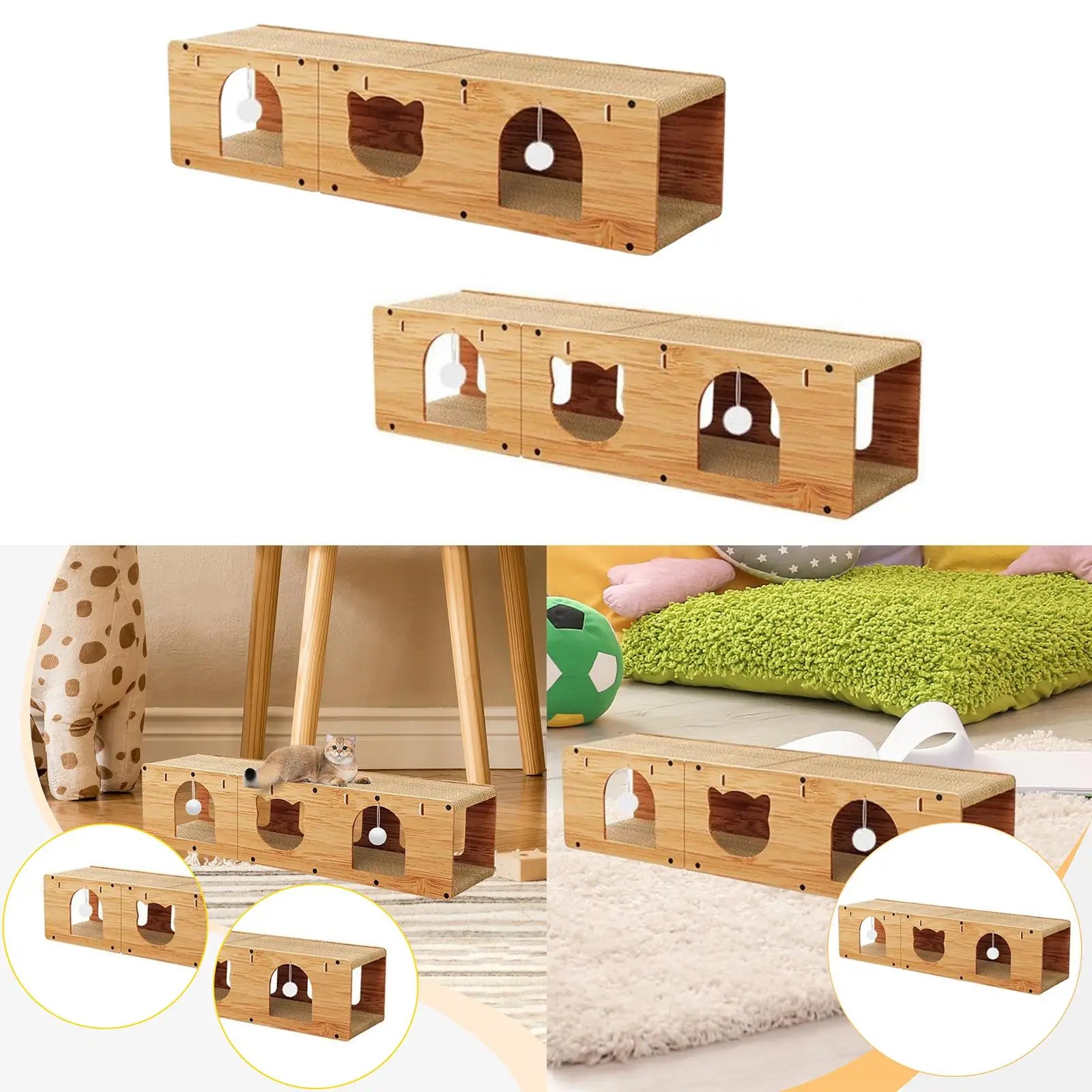 Cat Scratcher Tunnel Cat Bed Scratcher Cardboard House Claw Grinding Pad Playground Cat Toy for Indoor Cats