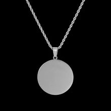 Customized Photo Name Necklace Stainless Steel Laser Engraved Picture Text 20/25/30/35mm Round Tag with 60cm Twist Chain Gift