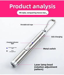 3-in-1 Laser Pen Cat Teaser, Purple Light Illumination Laser Infrared USB Moon Light Cat Toy
