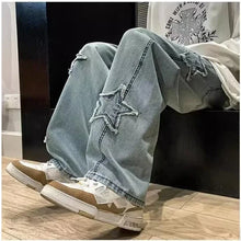 Y2K Clothes Straight Hip Hop Cotton Trousers Pantalon Homme 2024 New Fashion Stars Towel Embroidery Brown Men Jeans Pants