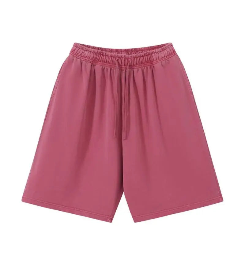 12 Colors 100% Cotton Men's and Women's Same Pull Rope High Waist Loose Fashion Casual Oversize Shorts sweatpants
