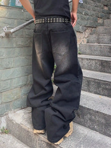 Vintage Men y2k Stretchy Baggy Denim Jeans For Men Fashion Casual pants Streetwear Denim Hip Hop Wide-Leg Straight Trousers