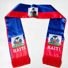 Écharpe de supporter de football 14x135cm 2026 Country, impression double face, drapeau national d'Haïti