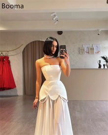 Booma Elegant Wedding Dresses Floor-Lenght Long A-Line Strapless Sleeveless Brides Gown Custom Made 2025
