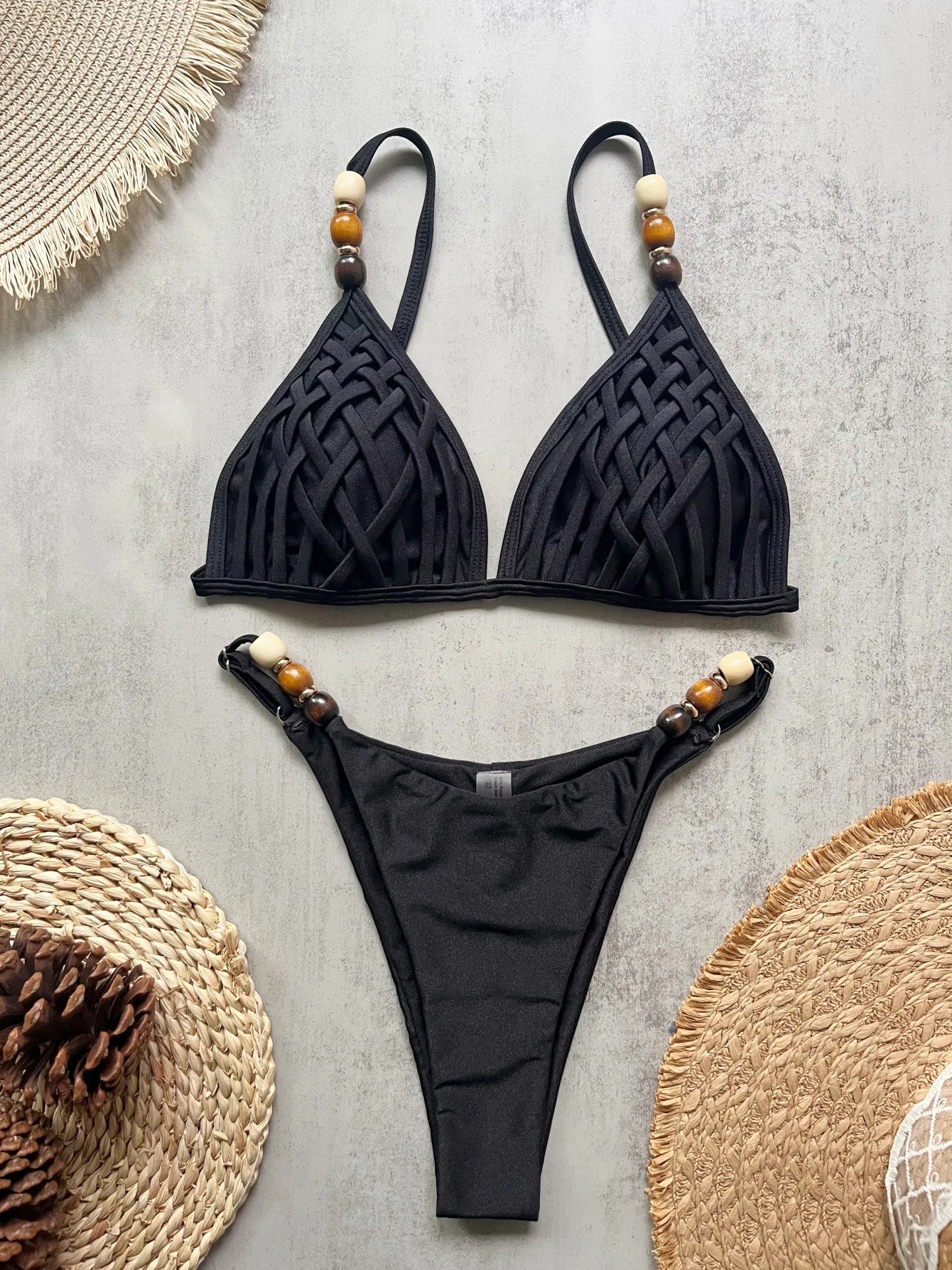 Pearls Strap Bikini Set Women Push Up Brazilian Swimsuit