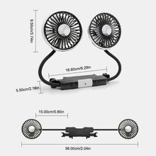 SEAMETAL Car USB Fan Dual Head Cooling Air Fan Independent Switch 3-Speed 360 Degree Adjustable Auto Headrest Fan for Rear Seat
