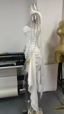Elegant White Strapless Mini Dress For Women Luxury Corset Ribbon Ruched Short Curvy Dresses Pink Birthday Wedding Guest Summer