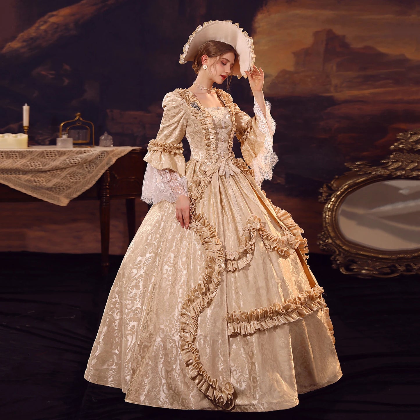 18th Century Women Marie Antoinette Dresses Long Victorian Rococo Gowns Historical Theater Clothing