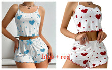 Women's Pajamas Set Sleepwear 2 PCS Short Tank Tops And Shorts S M L White Ventilate Soft Casual Love Printing