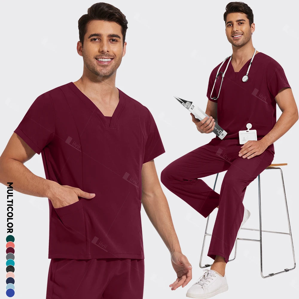 Newest Nursing Surgical Uniforms Woman Doctor Nurse Uniforms Men Straight Pants Scrub Set Medical Clothing Beauty Salon Workwear