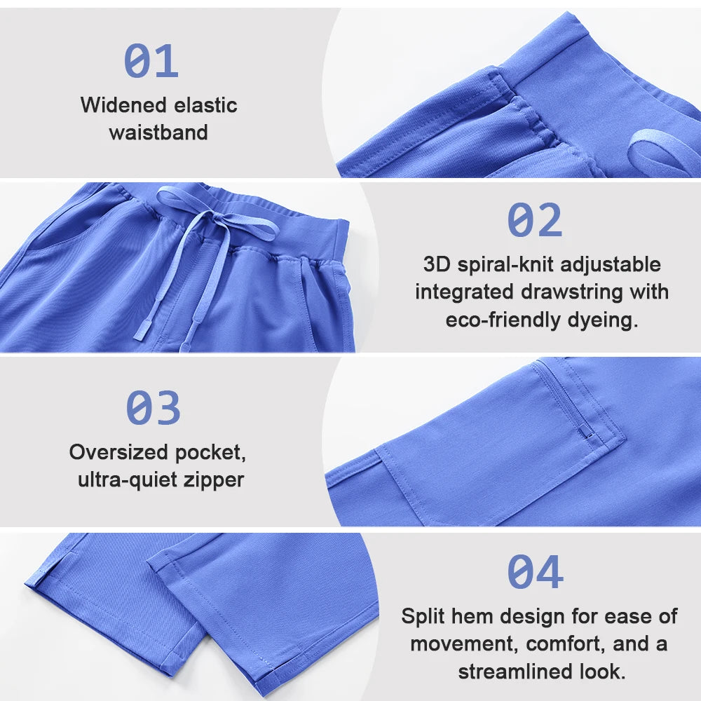 KUNGFU SCRUBS Women Nurse Scrubs Medical Uniform Top Antibacterial Soft Wrinkle-resistant Waterproof T-shirt Pencil Pants