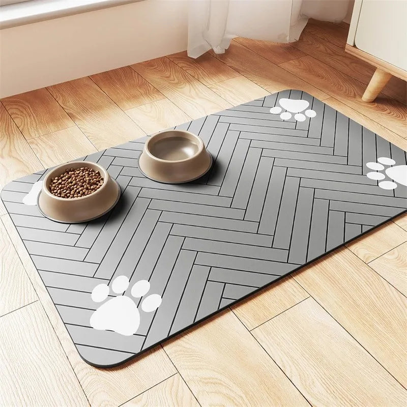 Pet Feeding Mat For Food And Water Bowl Absorbent Quick Dry Pet Placemat With Rubber Backing For Dog And Cat 3040/4050/4060 Cm
