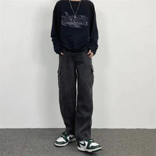 Oversize Streetwear Men's Baggy Jeans Y2K Cargo Wide Leg Pants Fashion Harajuku Hip Hop Loose Straight Korean Autumn Denim Pants