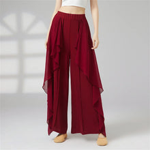 Women Wide Leg High Waisted Flowing Chiffon Dance Pants