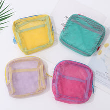 Trousse de maquillage en filet pour femme, joli petit sac de rangement pour rouge à lèvres, câbles de données, clés, écouteurs, pochette carrée pour articles de toilette